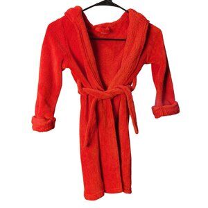 Gap Baby Red Fluffy Warm Red Eared Hood Bath/Sleep Robe 5Y